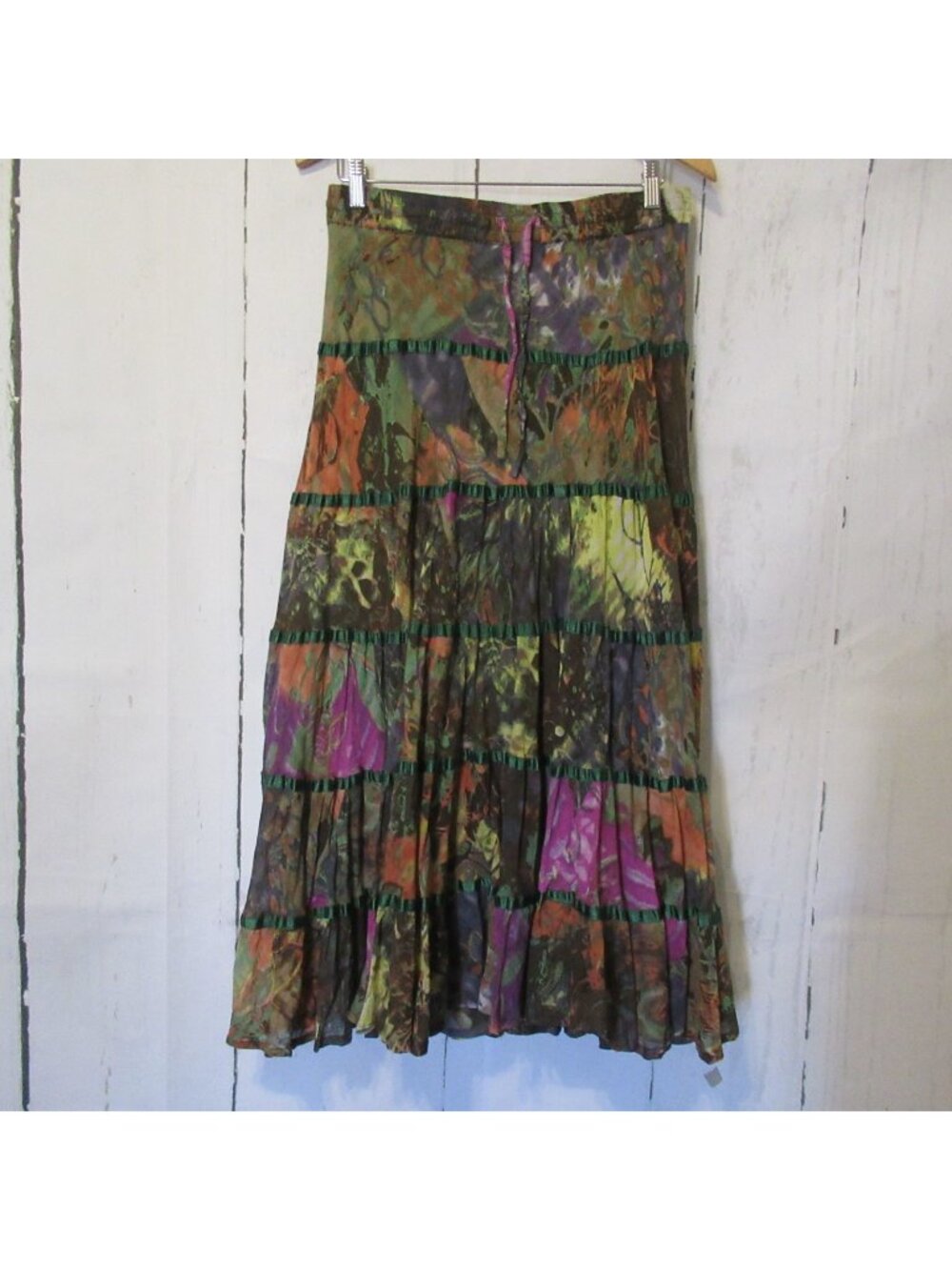 Sacred Threads Skirt M L Maxi Tiered Boho Hippie Tie Dye